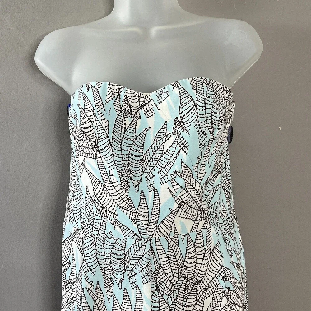 H & M Strapless Leaf Print Jumpsuit Resortwear‎ Coastal Cowgirl Crop Wide-Leg 10 - Picture 2 of 14